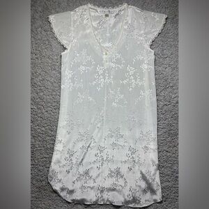 Oscar De La Renta Gown Womens Extra Small Nightie White Lace Pajamas Night Dress